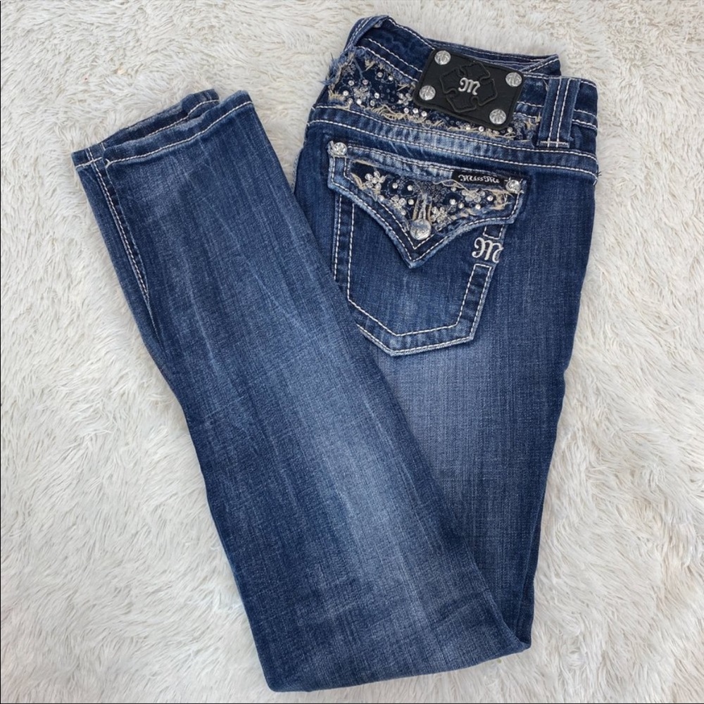 MissMe Womens Size 29 Embellished Blue Skinny Jeans JP56305